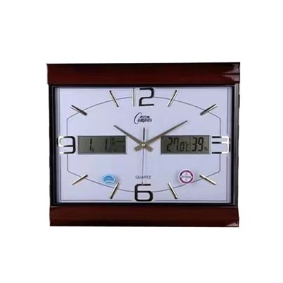 康巴丝（Compas）2485 座钟现代静音时钟大号石英钟 可显示温度及日期